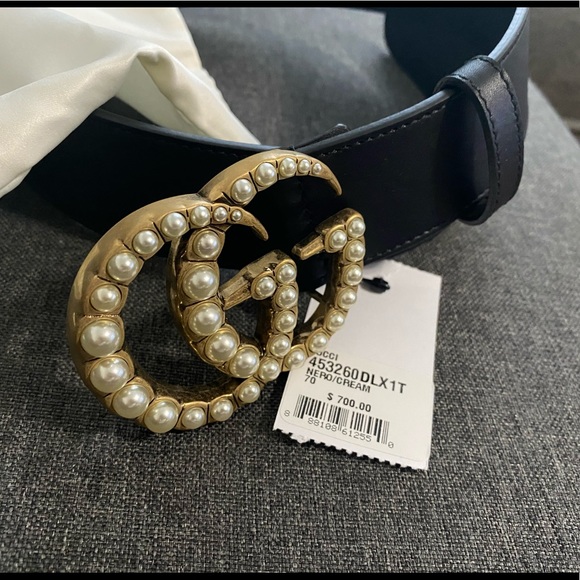 Gucci Accessories - Gucci Belt with Pearl Double G Buckle
